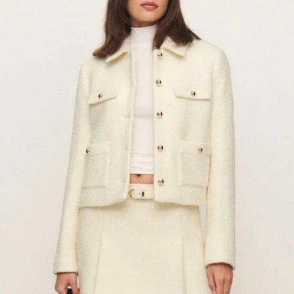 NWT Reformation Marin Wool-Blend Jacket - Cream - XS - Picture 1 of 7